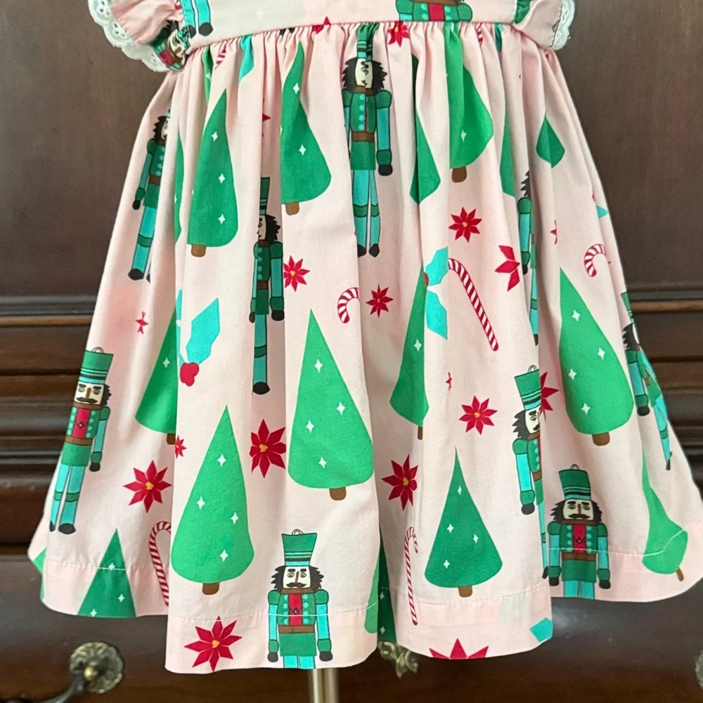 Eleanor Rose Christmas Dress 18M Pink Green Nutcracker Tree Holiday Boutique